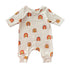 Retro Rainbows on White Rib Harem Long-Sleeve Romper