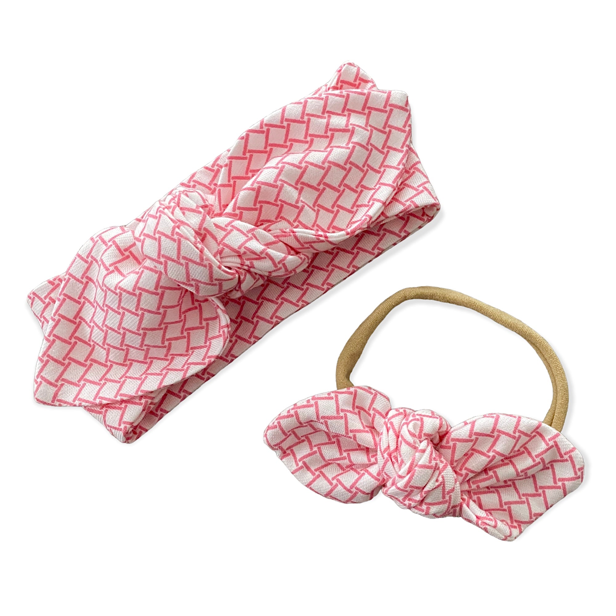 Pink and White Abstract Headbands