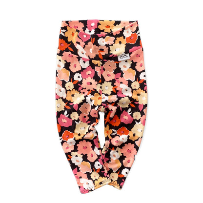 Poppies on Black Leggings and/or Headbands