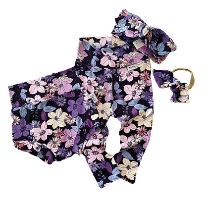 Purple Florals Bummies and/or Headbands