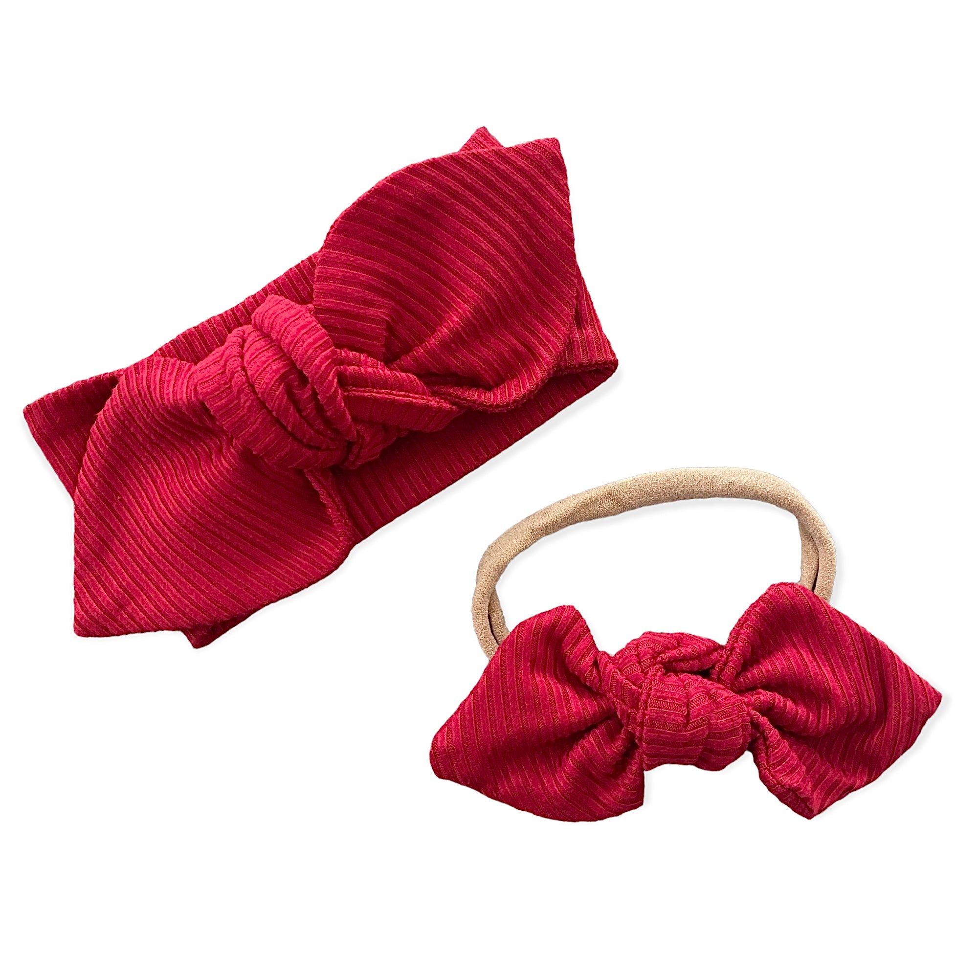 Red Ribbed Headbands