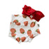 Strawberries on White Bummies with Red Headband
