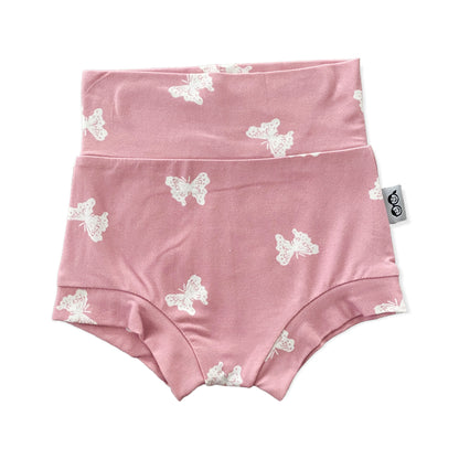 White Butterflies on Dusty Pink Bummies and/or Headbands