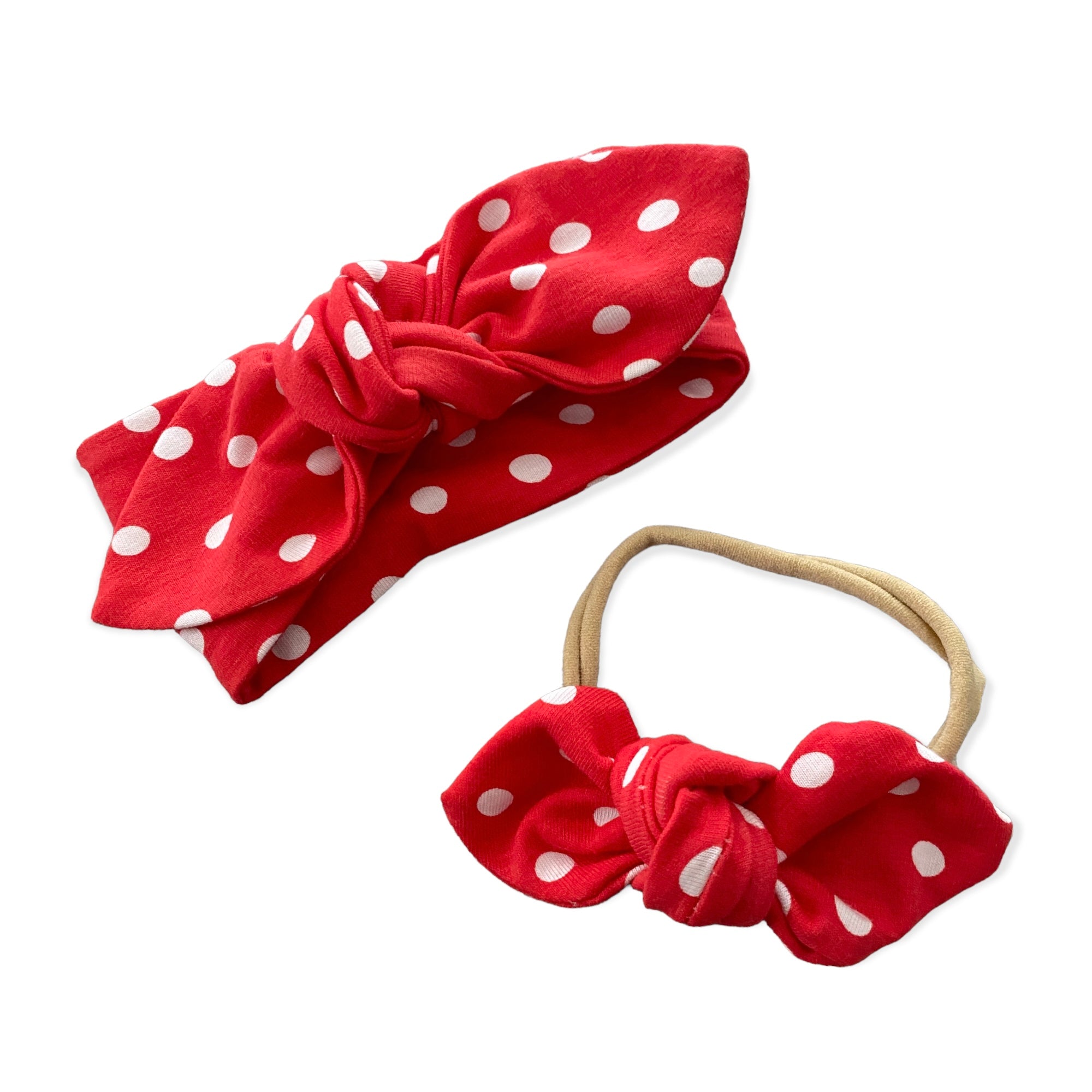 White Polka Dots on Red Leggings and/or Headbands