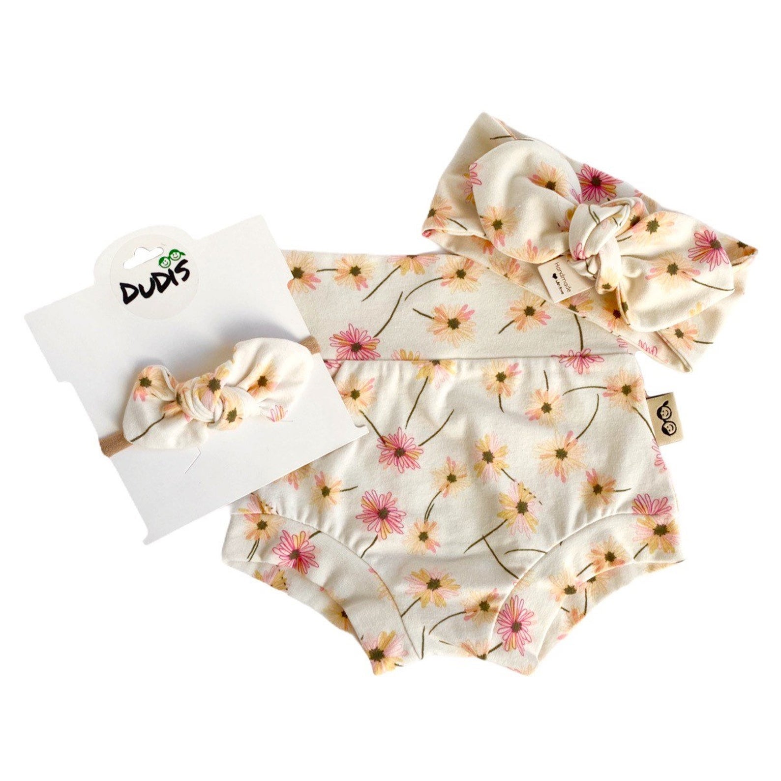 Cream Floral Bummies and/or Headbands
