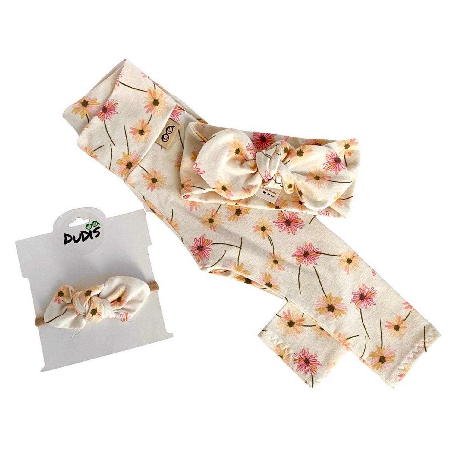 Cream Floral Leggings and/or Headbands
