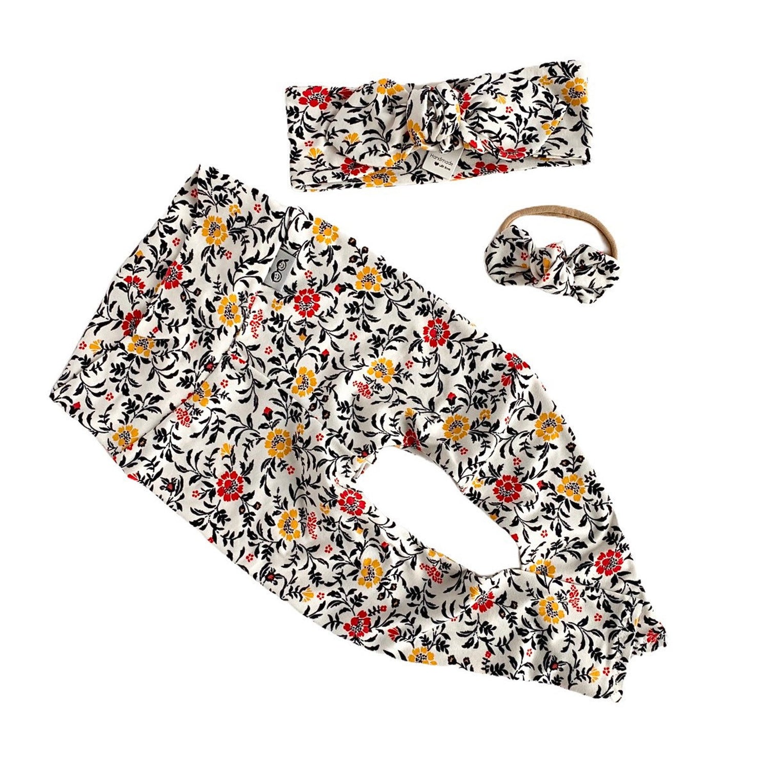 Ivory Floral Leggings and/or Headbands