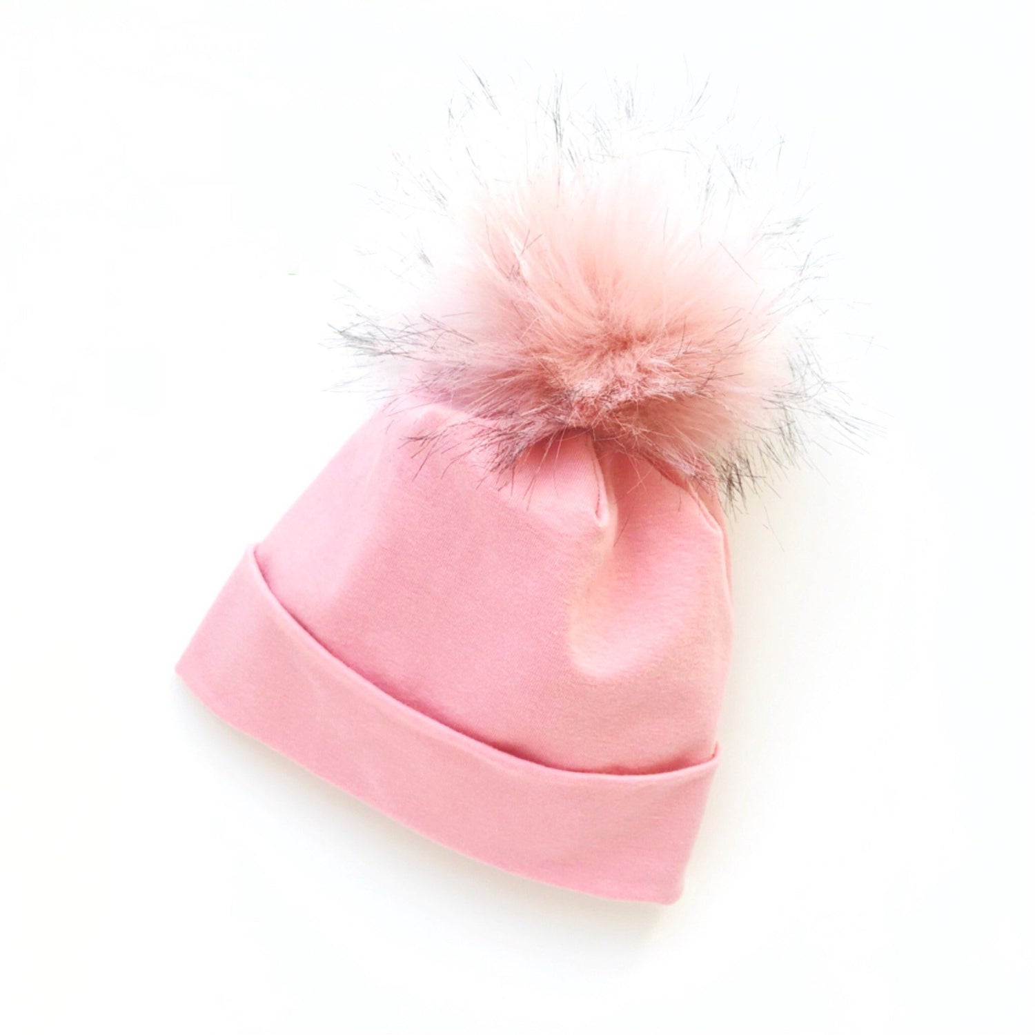Pink Faux Fur Pom Pom Hat