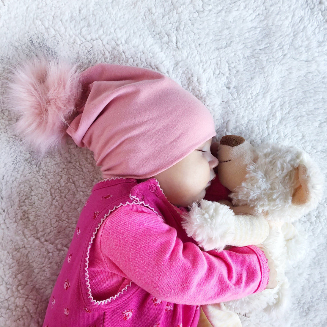 Pink Faux Fur Pom Pom Hat