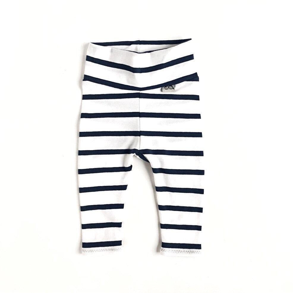 White Navy Striped Leggings and/or Knot Hat