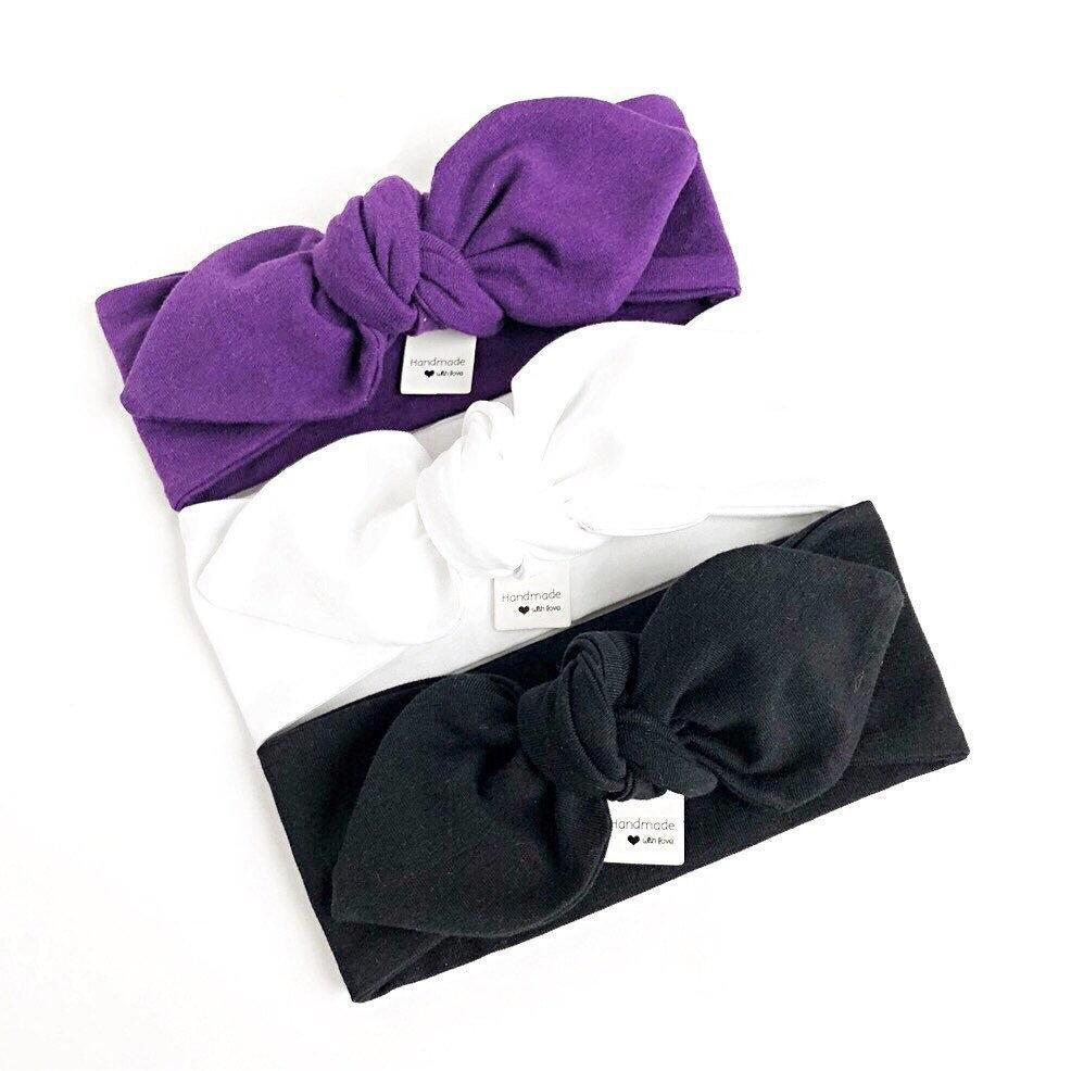 Purple, White, Black - Top Knot Headbands