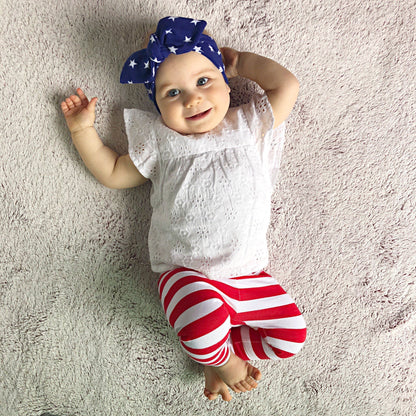 Red White Striped Leggings and/or Navy Stars Headbands