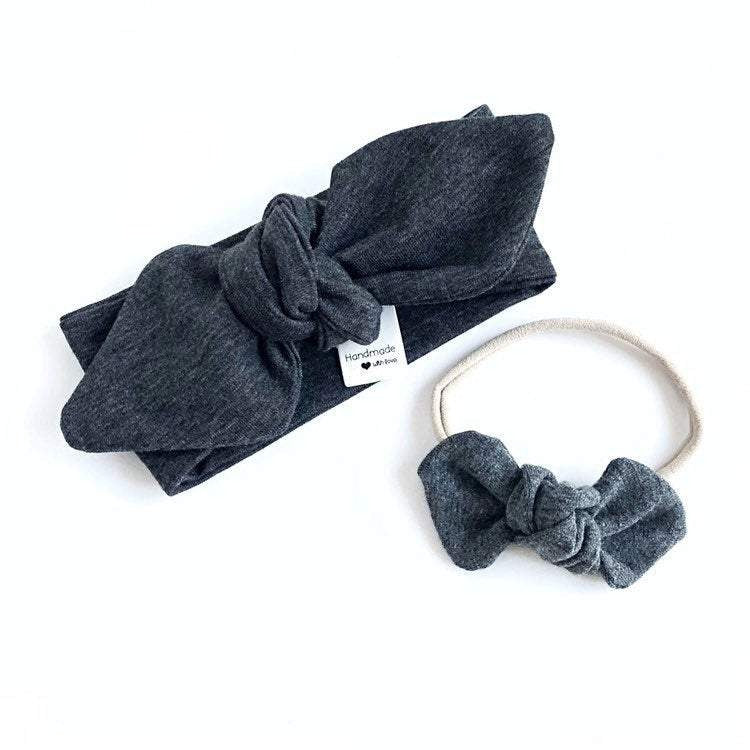 Old Rose, Charcoal, Black - Top Knot Headbands