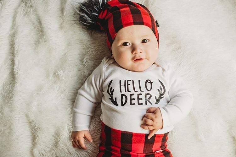 Red Buffalo Plaid Faux Fur Pom Pom Hat and/or Infinity Scarf