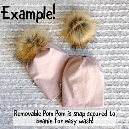 Petite Heart Dusty Rose Ribbed Faux Fur Pom Pom Hat and Infinity Scarf