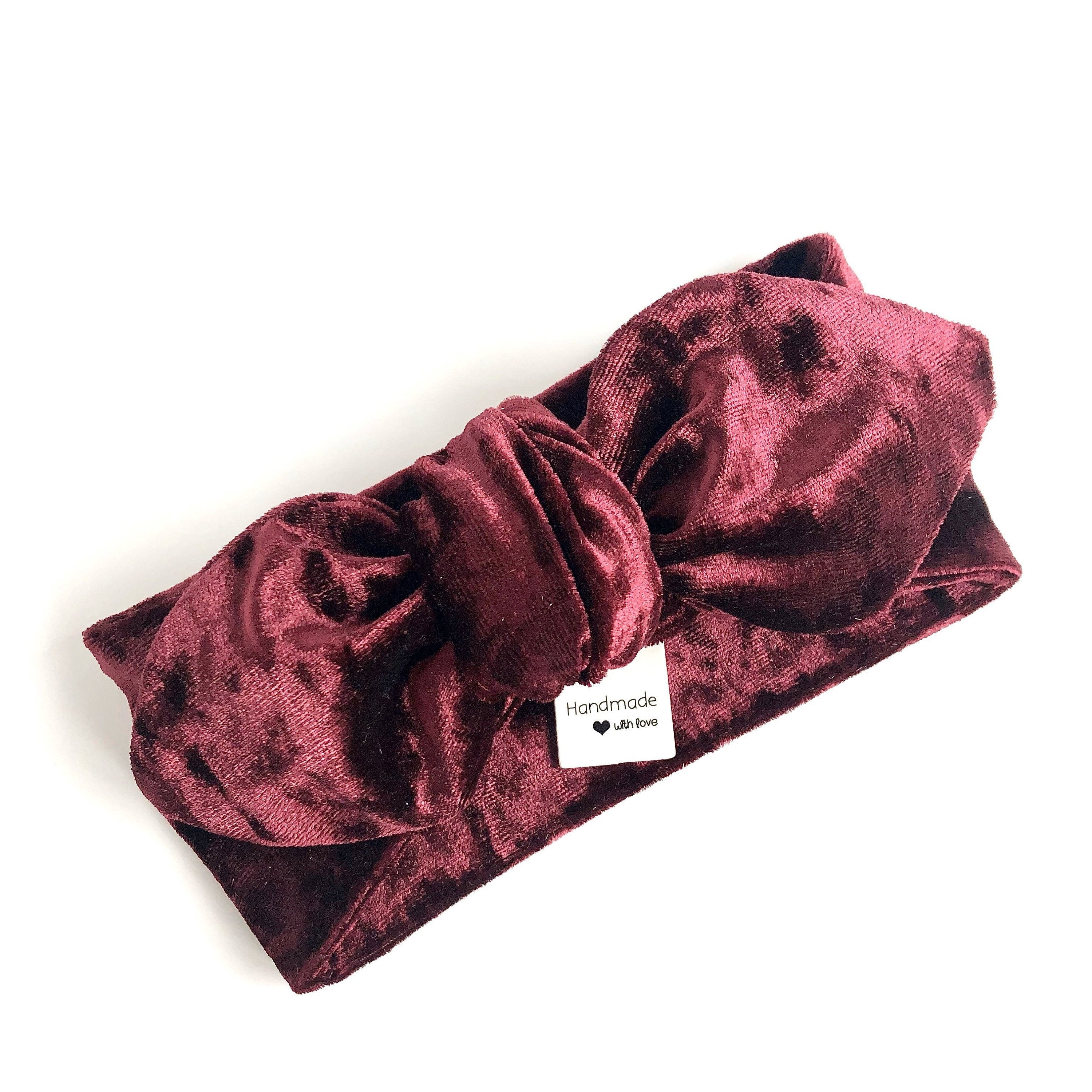 Velvet Rose, Green, Burgundy - Top Knot Headbands