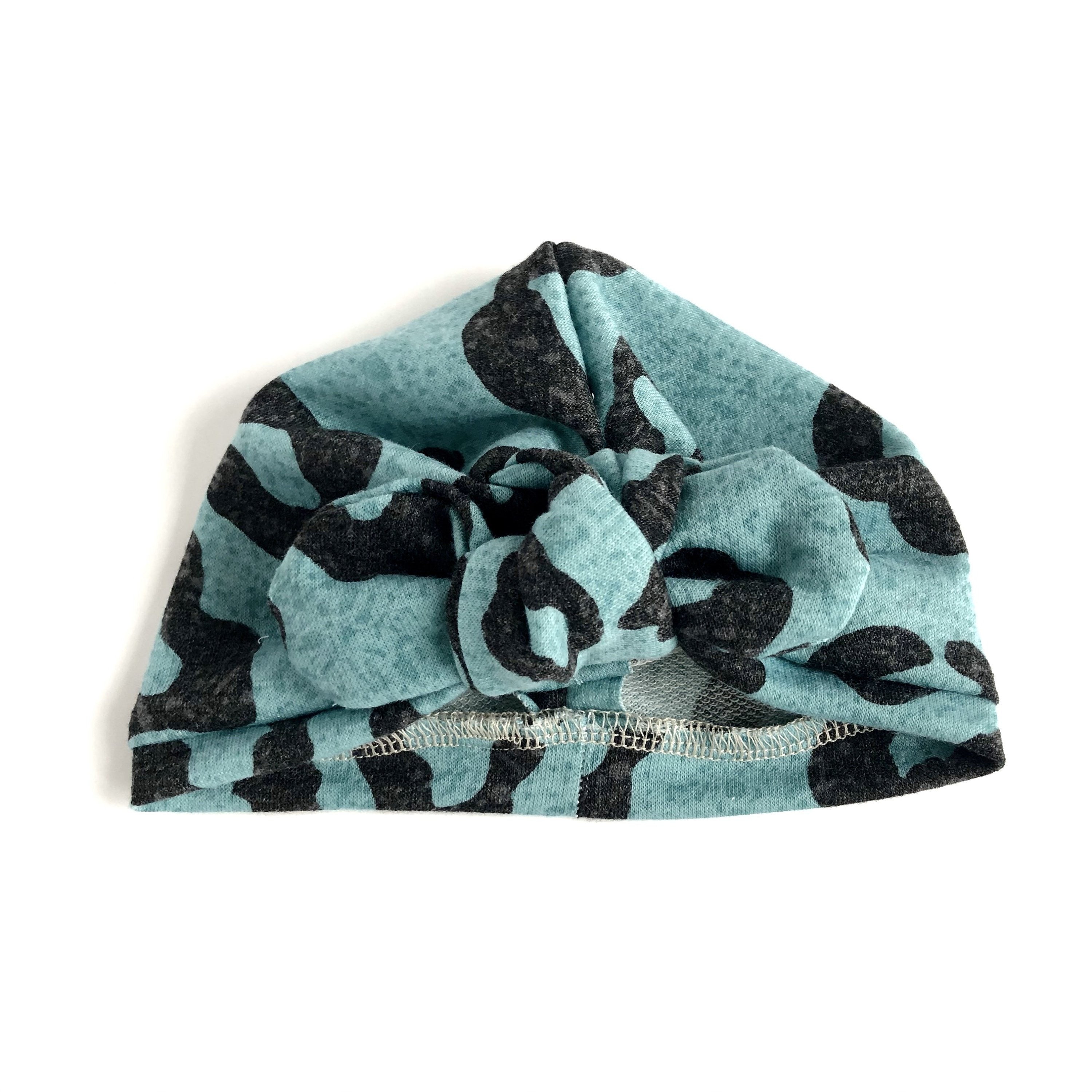 Teal Leopard Turban Hat