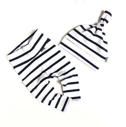 White Navy Striped Leggings and/or Knot Hat