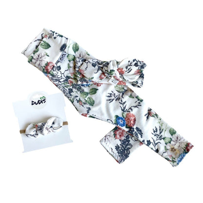 Floral on White Leggings and/or Headbands