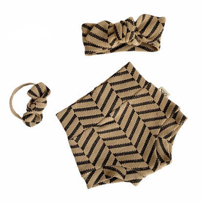 Tan &amp; Black Chevron Bummies and/or Headbands