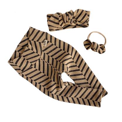 Tan &amp; Black Chevron Textured Leggings and/or Headbands