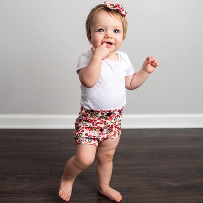 Groovy Dainty Floral on White Rib Bummies and/or Headbands