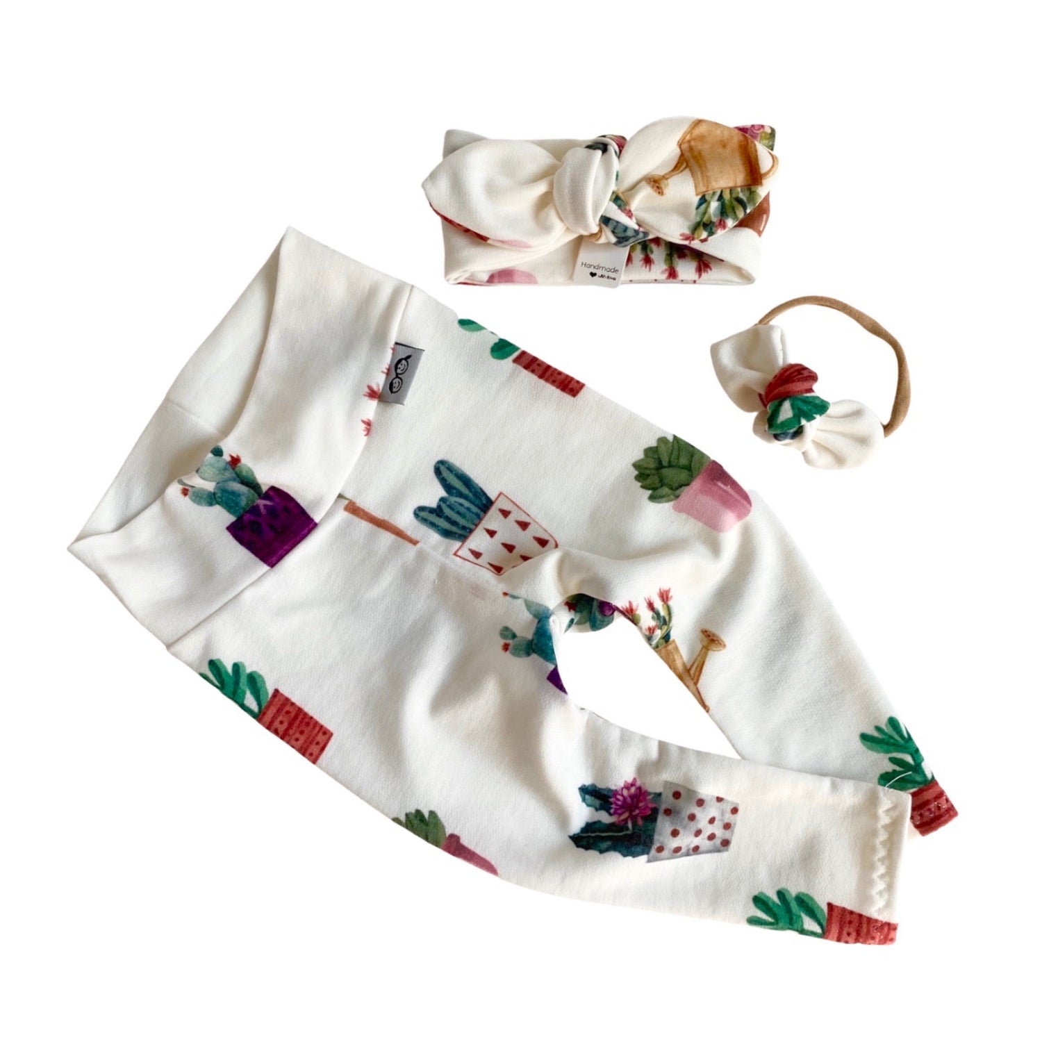 Cactus Pots on White Leggings and/or Headbands