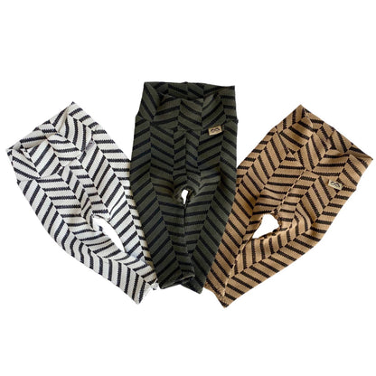 Tan &amp; Black Chevron Textured Leggings and/or Headbands