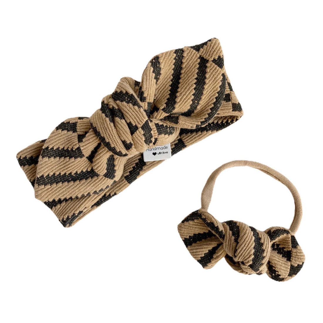 Tan &amp; Black Chevron Textured Headbands