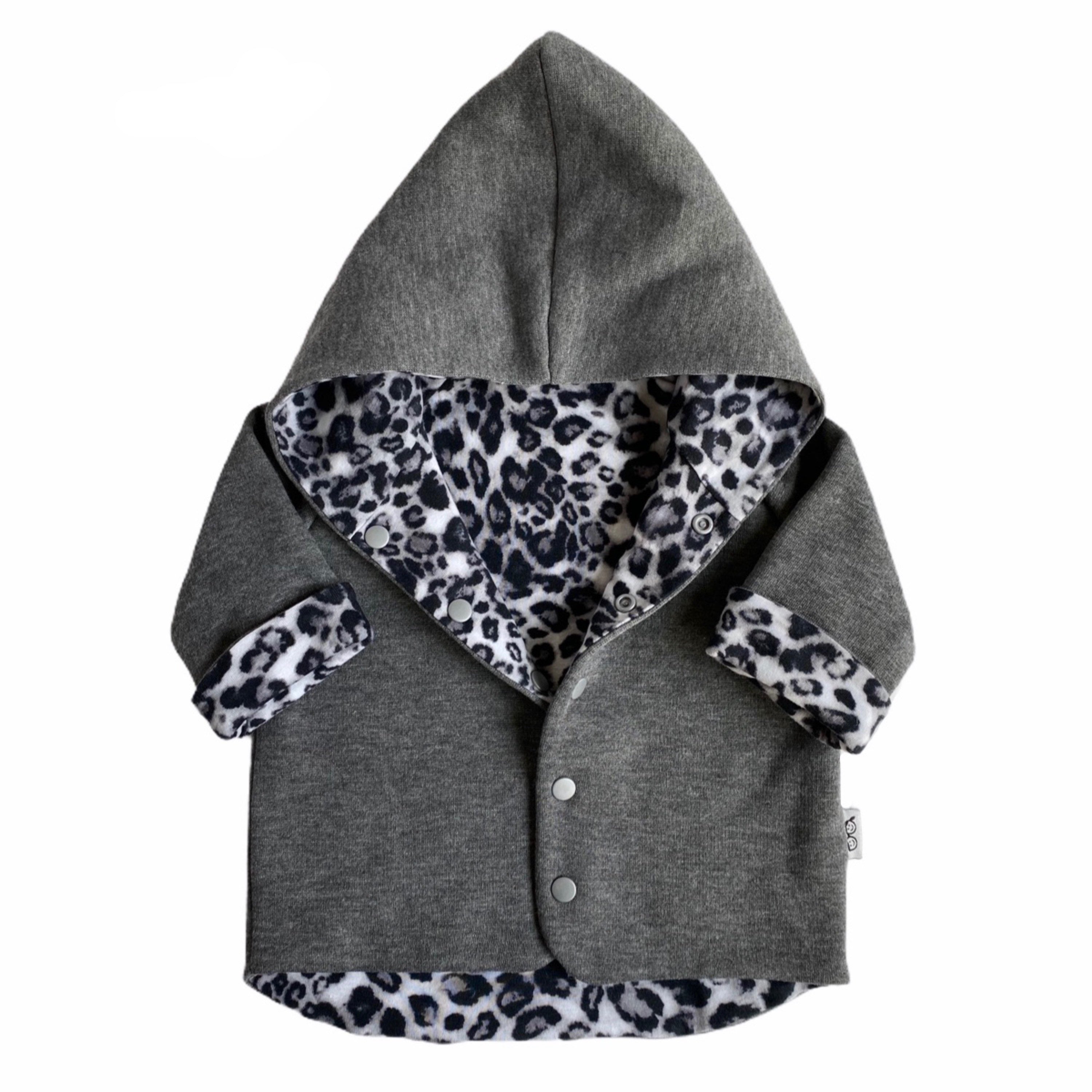 Charcoal &amp; Grey Cheetah Hooded Jacket