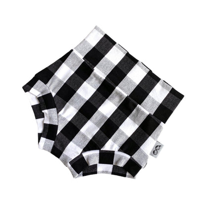 White and Black Plaid Bummies and/or Headbands
