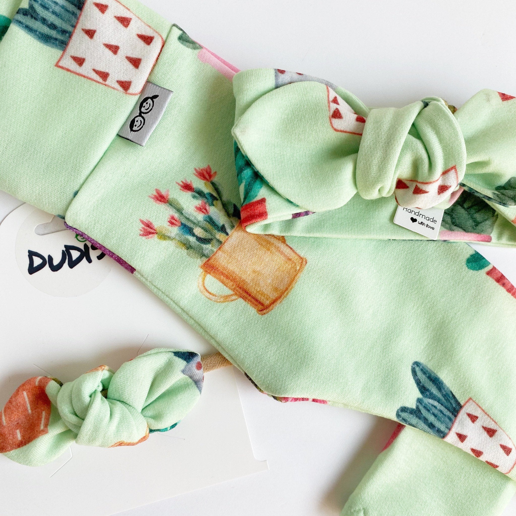 Cactus Pots on Green Leggings and/or Headbands