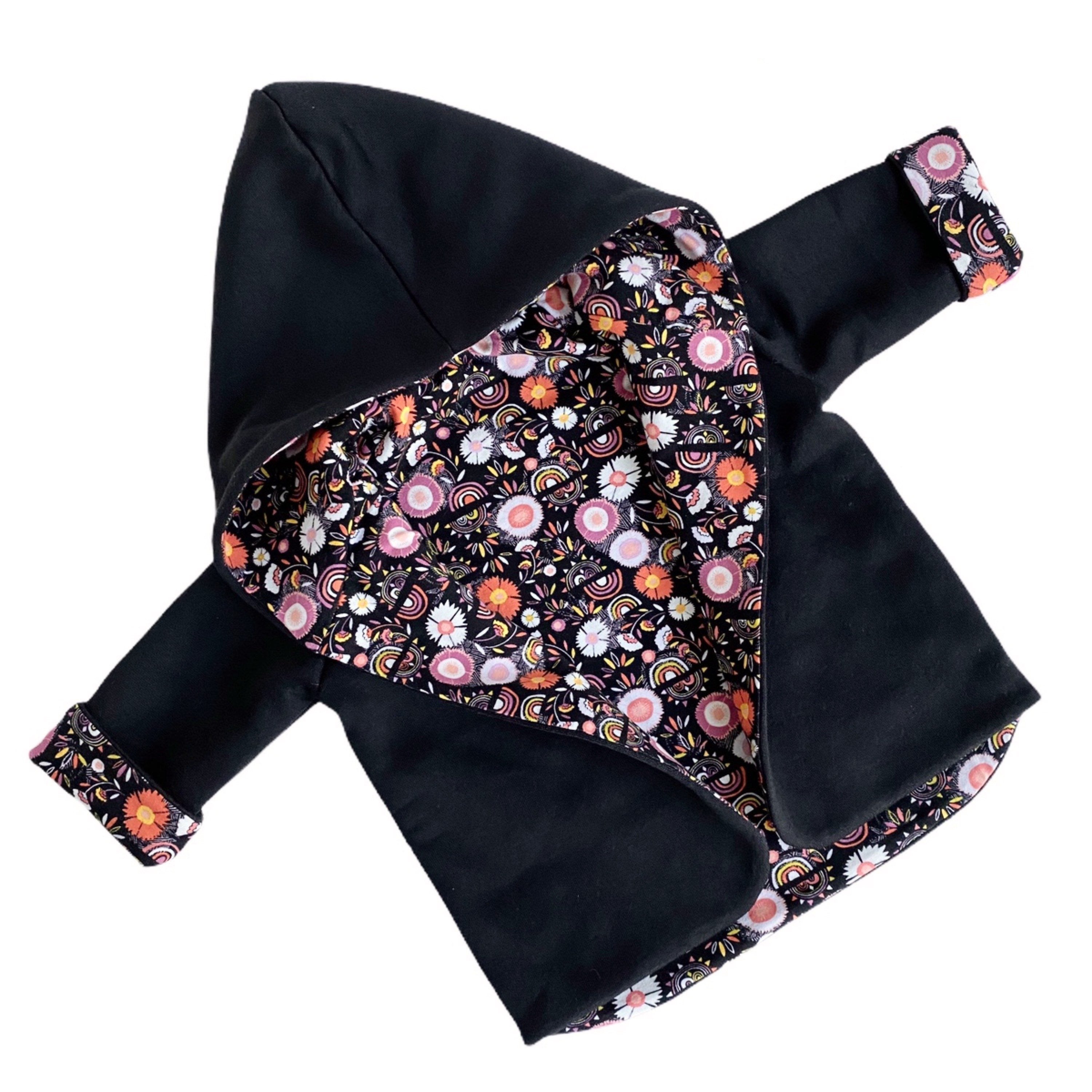 Black &amp; Fun Rainbow Floral Hooded Jacket