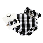 White and Black Plaid Bummies and/or Headbands