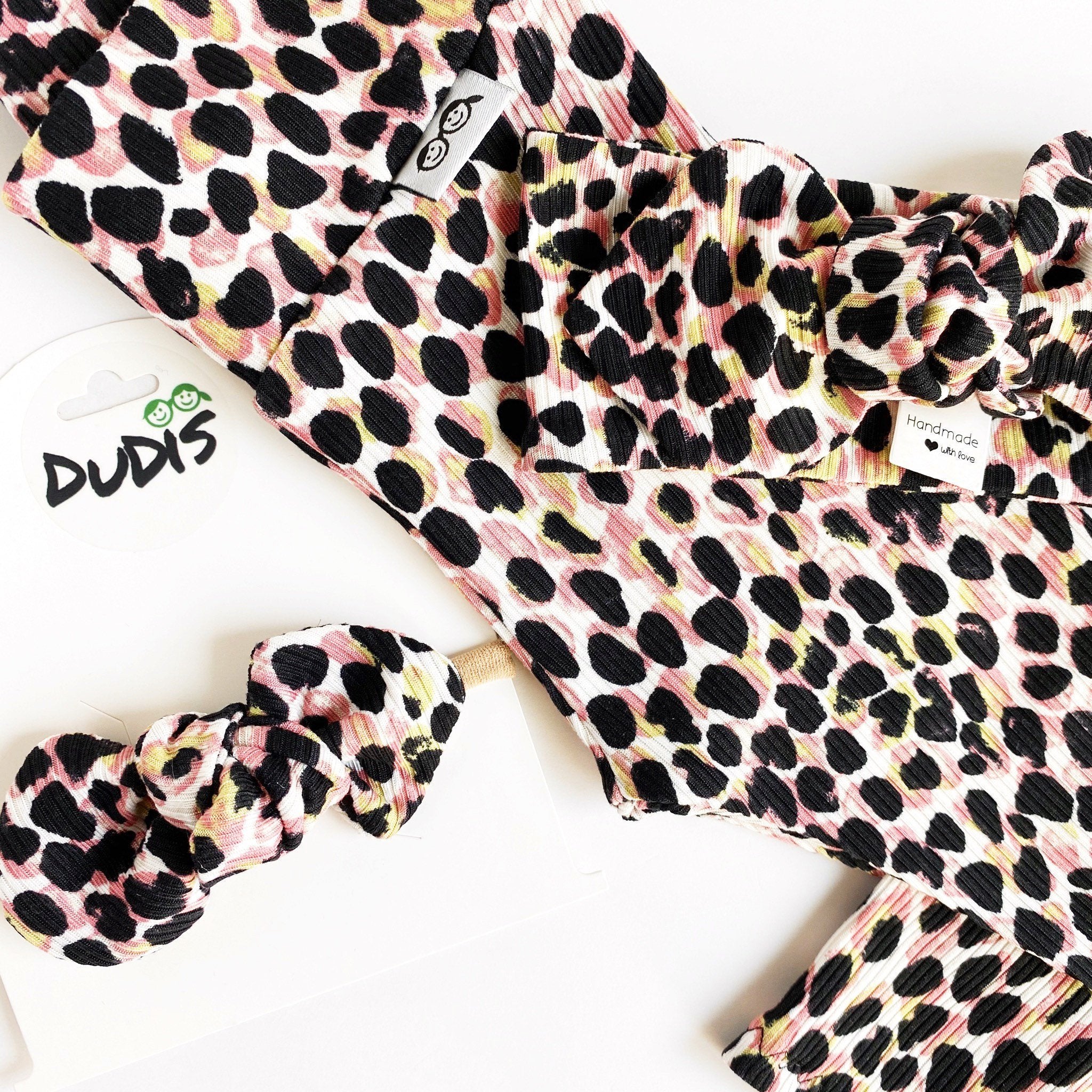 Pink/Chartreuse Spot Rib Leggings and/or Headbands