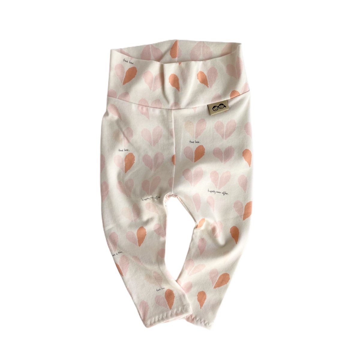 Pastel Pink Hearts on Cream Leggings and/or Headbands