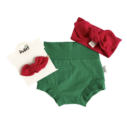 Green Bummies with Red Headbands