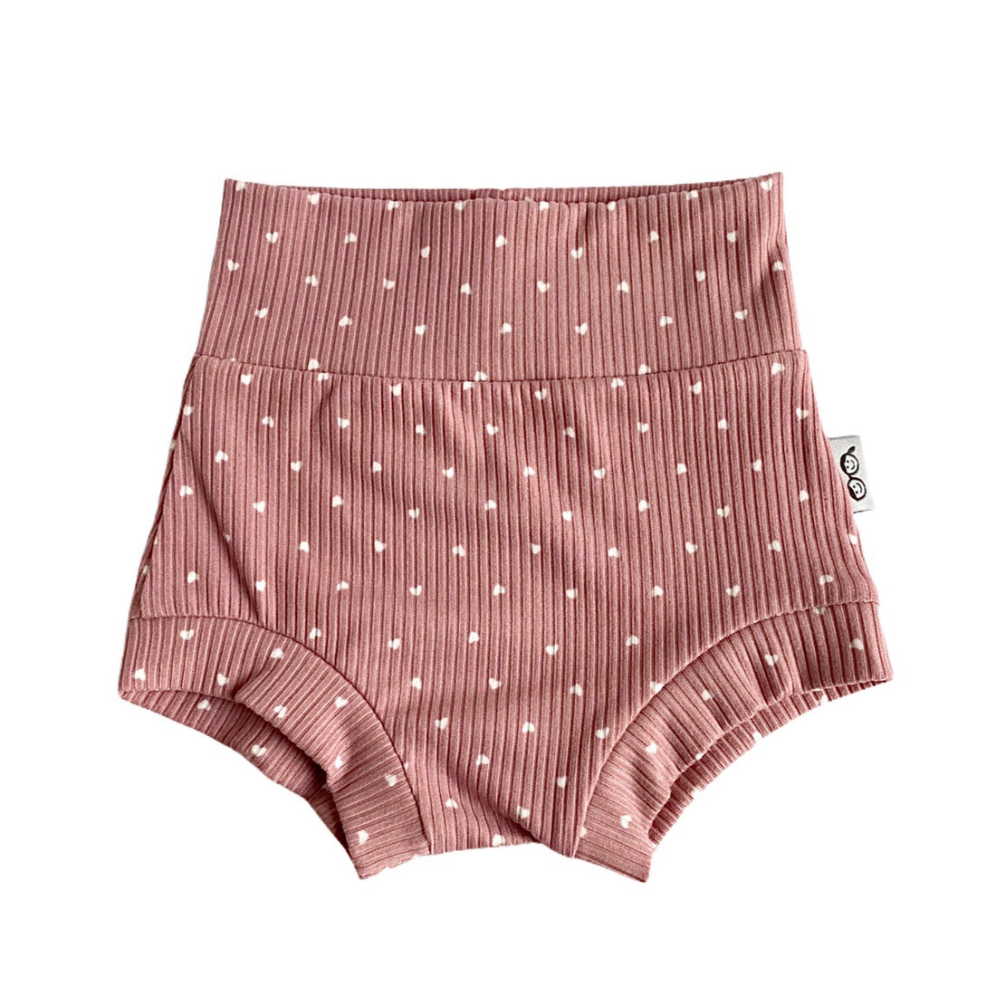 White Hearts on Dusty Rose Ribbed Bummies