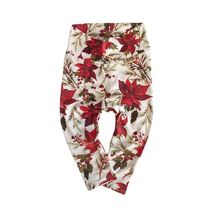 Christmas Poinsettia Floral Leggings and/or Headbands