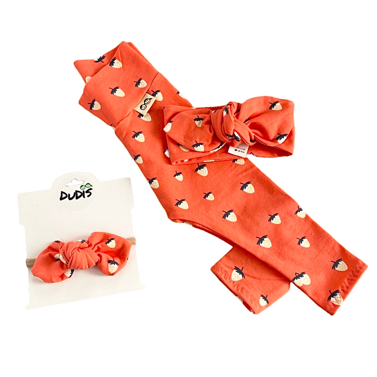 Coral Strawberries Leggings and/or Headbands