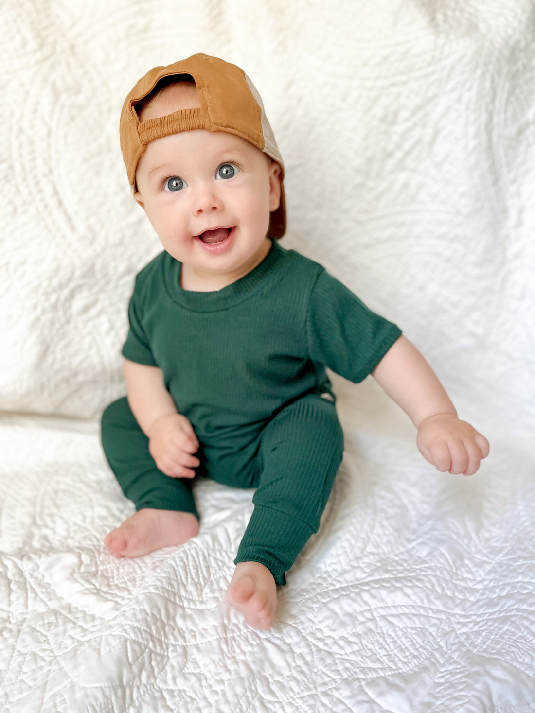 Hunter Green Ribbed Harem Romper