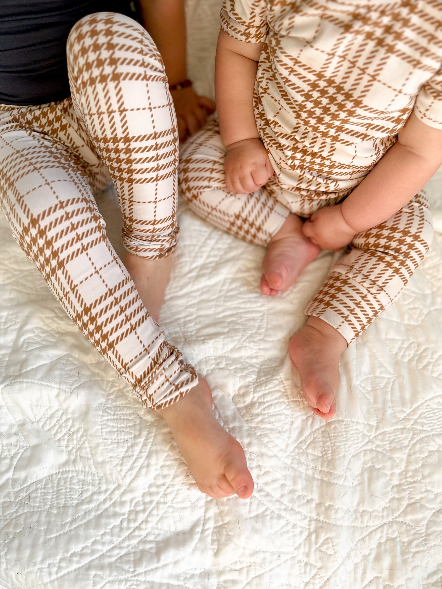 Neutral Plaid Leggings and/or Headbands