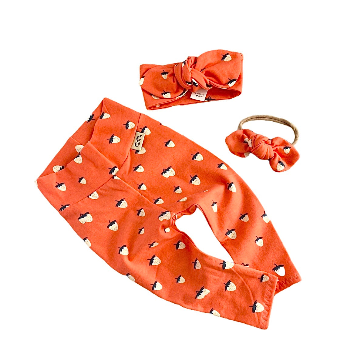 Coral Strawberries Leggings and/or Headbands