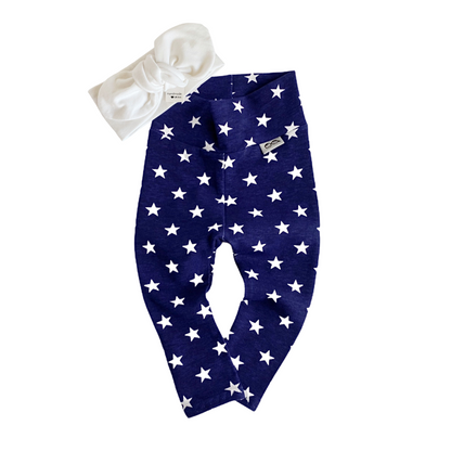 Navy Stars Mix and Match Leggings with White Headband